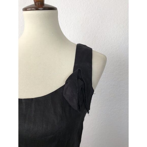 Rinascimento Dress Fit Flare Tank Tulle Linen Black FLAWS - Picture 3 of 12